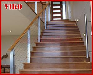 Quality Steel Cable Stair VK79SC Carbon Steel Powder-coate Aluminum Treed Beech Wooden Handrail 304 Stainless Steel Glass wholesale
