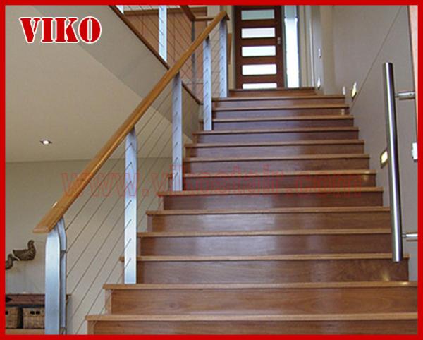 Steel Cable Stair VK79SC Carbon Steel Powder-coate Aluminum Treed Beech Wooden