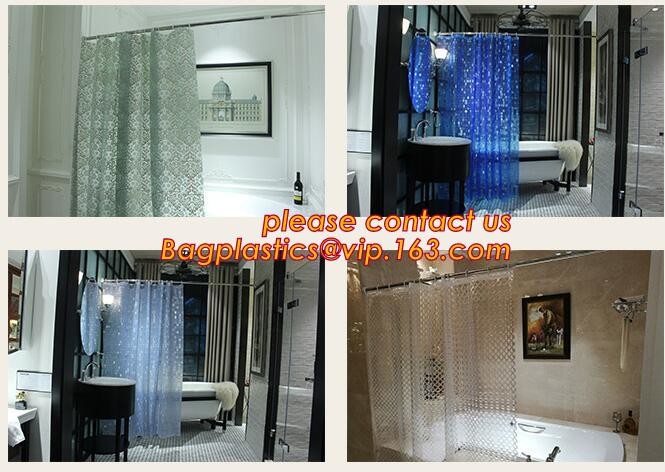 SCENERY PRINTING POLYESTER SHOWER CURTAIN, custom 3d eva shower curtain for bathroom, Popular cotton hooks polyester tex
