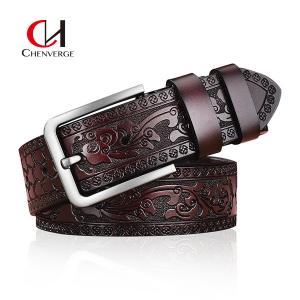 Quality Vintage Carved Craft Men's Leather Belts Needle Buckle Fashion Jeans Belt 40mm wholesale
