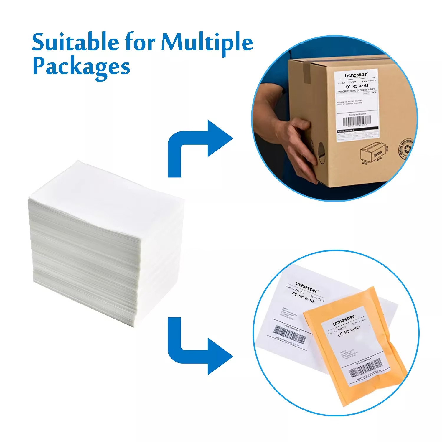 Tear Resistant Thermal Printing Label 4x6 Inch with Strong Adhesive