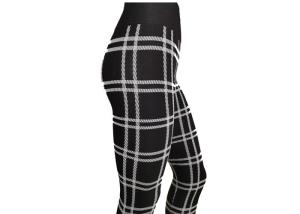 Quality Black And White Prep Plaid Womens Seamless Leggings Mid Waist wholesale