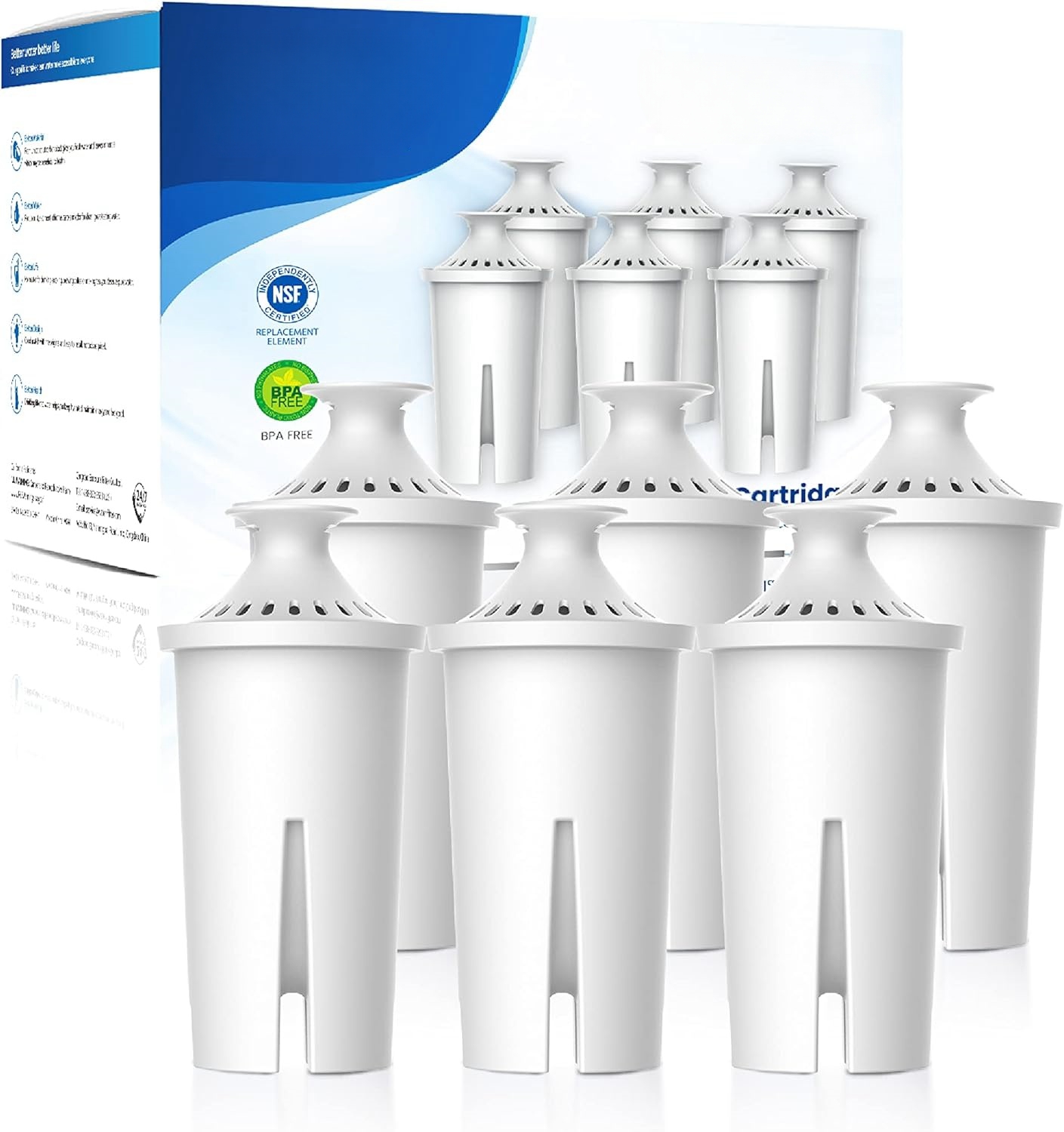 Power W / NSF Certified Pitcher Water Filter for Classic OB03 107007 OEM Replacement