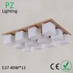 2014 hot sell wood ceiling lamp square ceiling lighting with remote control made