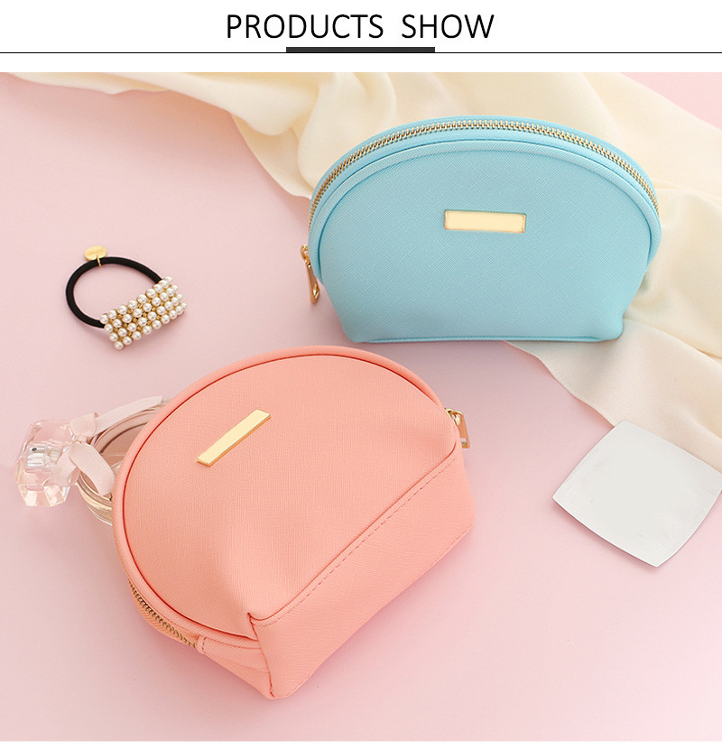 Pure Color Blank Leather PU Makeup Bag
