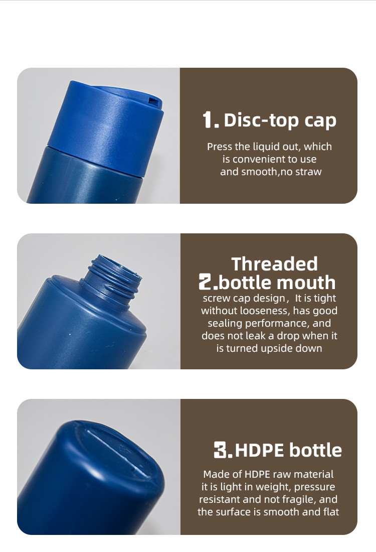 8oz 10oz Empty Plastic Squeeze Bottles Disc Cap Container For Shampoo Lotion Liquid Soap Cream