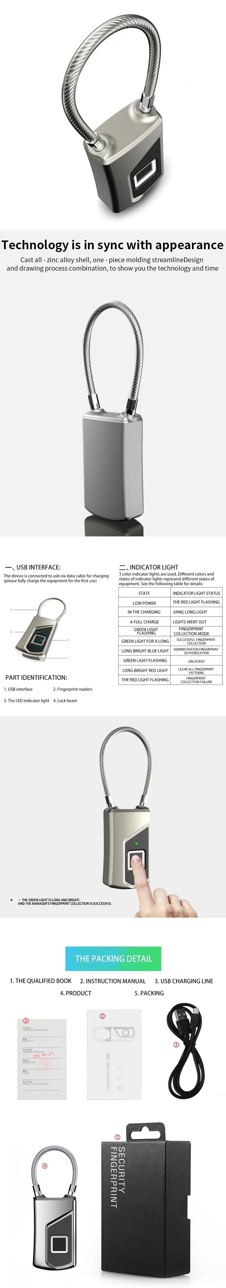Fingerprint Electronic Keyless Bluetooth Smart Padlock Locks