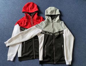 Quality Sports Color Matching Mens Zip Front Hoodie 100% Polyester wholesale