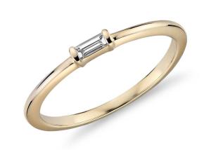 Quality Baguette Cut 9K Gold Ring 2.0×4.0MM 0.11ct Weight Prong Setting Type wholesale