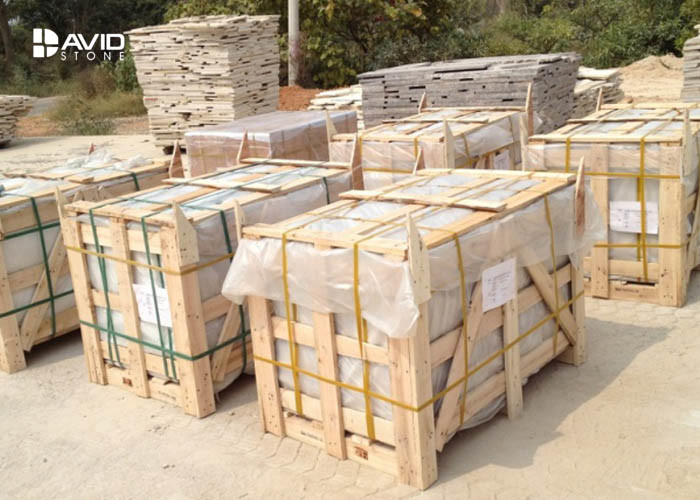 Grey Wood Grain Color Marble Stone Tile For Interior Wall Cladding High Hardness