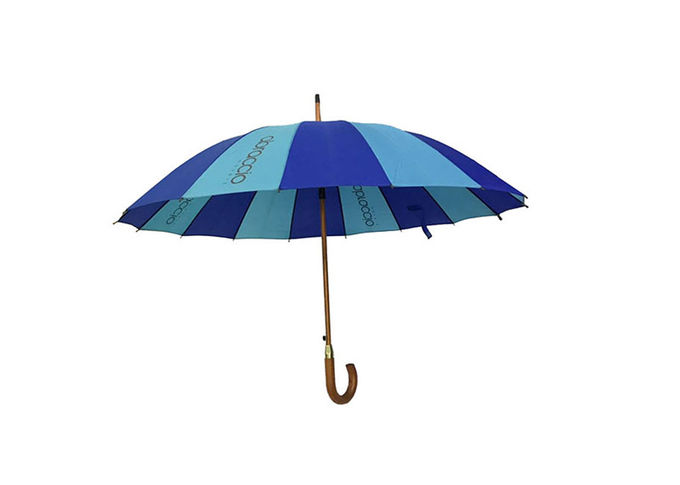 J Shape Wooden Stick Umbrella , Raines Umbrella Wooden Handle Windproof Frame