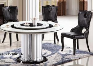 Quality hotel dining room 8 persons round marble table with Lazy Susan furniture wholesale