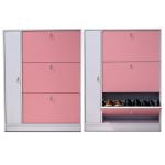 Pink Umbrella Storage Adjustable MDF Mirrored Shoe Cabinet
