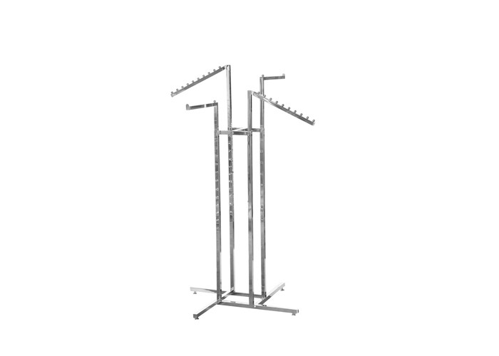 Stainess Steelcloth Rack Stand With Four Arms Hanging Bar , Customized Hanging Clothes Rail