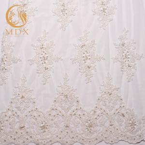 Quality MDX Bridal White French Lace Fabric Beaded Embroidered 140cm Width wholesale