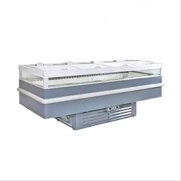 Sliding Glass Door Supermarket Island Freezer Double Compressor Freezer Custom