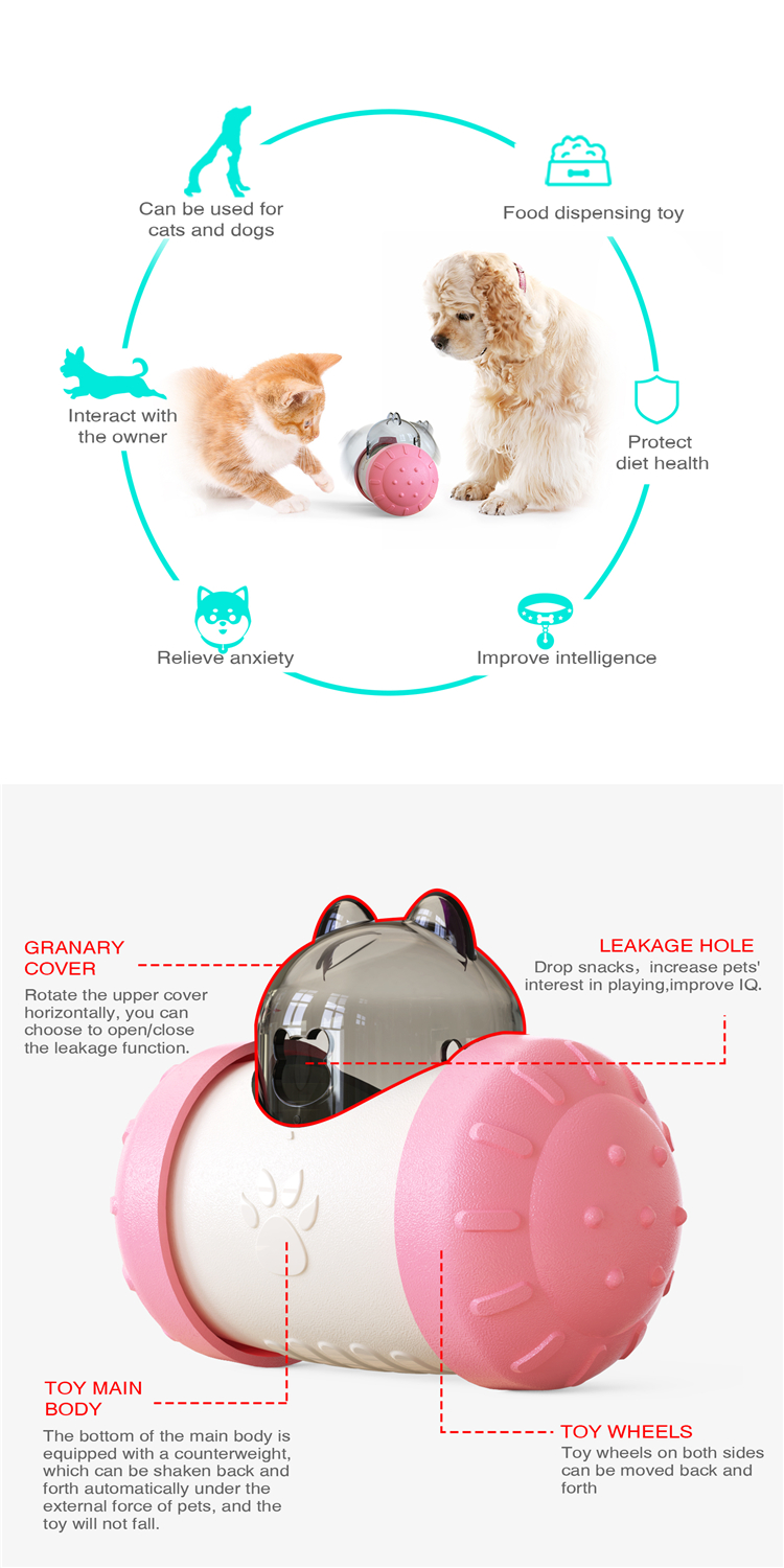 Hot Selling Non Electrified Pet Food Leaker Educational Pet Interactive Toy Swing Bear Tumbler Pet Food Spiller