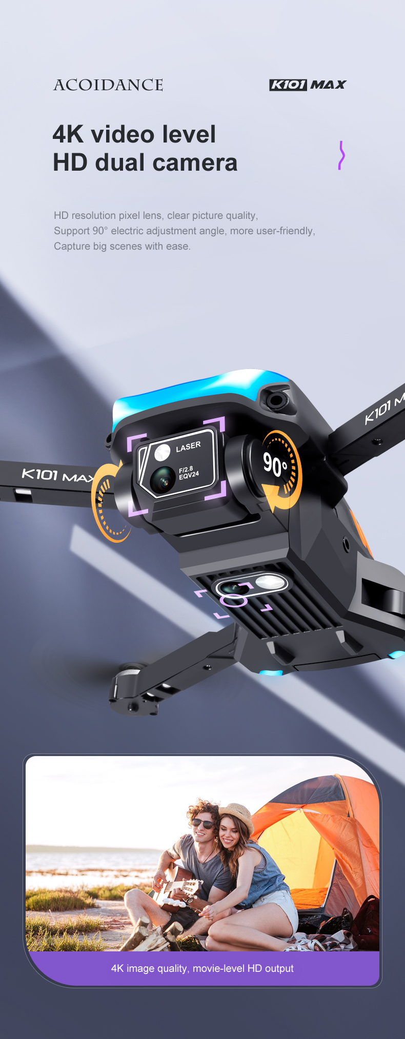 Beginner Operator Skill Level K101 Max Drone 4k Camera and GGPS Mini Toy Drone with 18-25 Minutes Maximum Flight Time