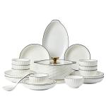 Complete Soup Dish Spoons Set for Hotels and Restaurants White Porcelain Bowls