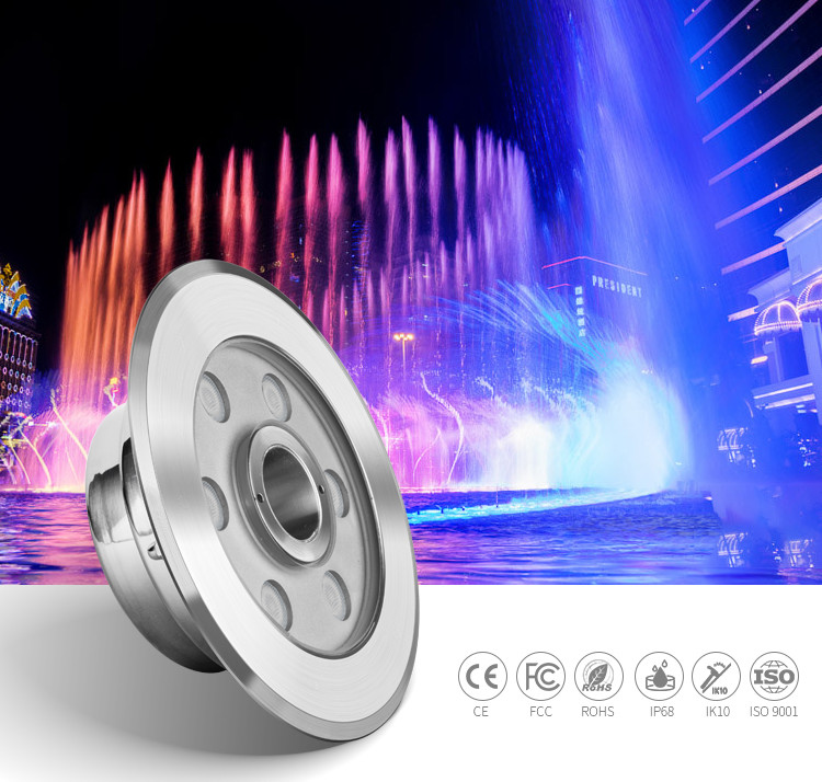 SS316L DC24V Led Underwater Fountain Lights RGB Color 6W
