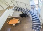 Laminated Glass Building Curved Stairs With Tempered Glass / Stainless Steel