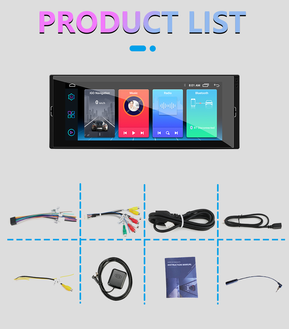 6.86 inch Universal Car DVD Player with Carplay GPS Navigation and Mirror Link Support