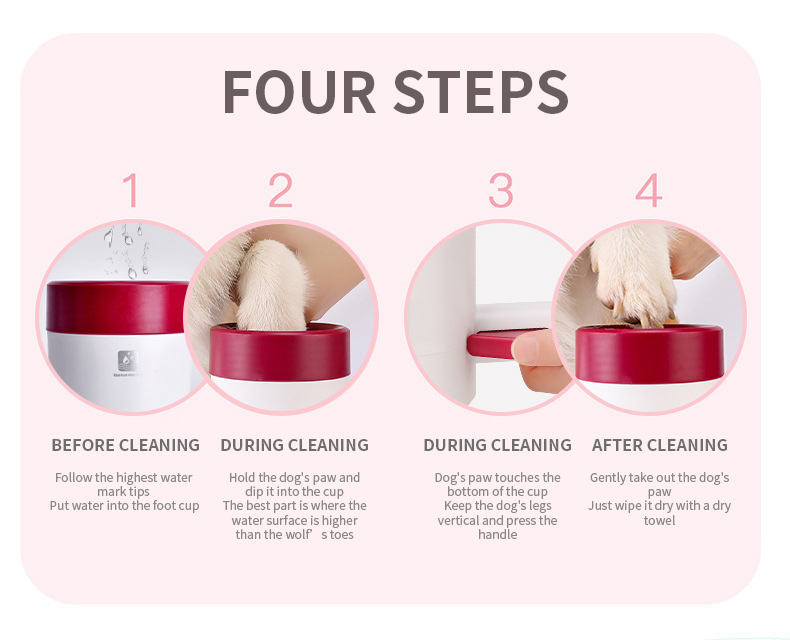 Pink Dog Foot Washer Silicone Puppy Paw Cleaner Automatic Dog Paw Cleaner