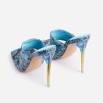 Handmade OEM Womens Leather Mule Slippers Snake Printing PU Material