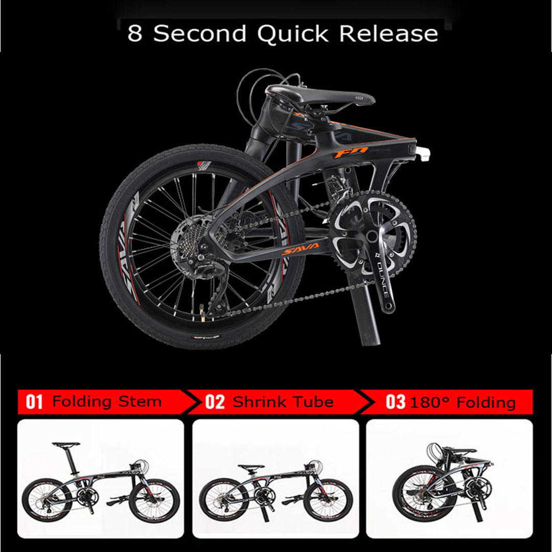 Sava Carbon Folding Bike TORAY T800 Carbon Fiber Material ISO/CE