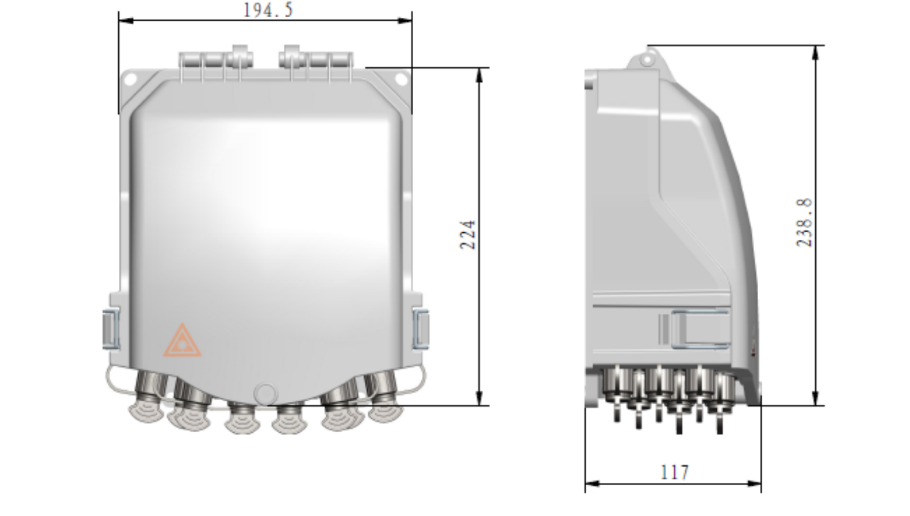 239*195*117 FTTH 8/16 Cores Pole Mounted SC Optical Fiber Optic Septic Distribution Box