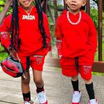 Customizable Logo Puff Print Children Clothing Sets Pullover Hoodies Kids