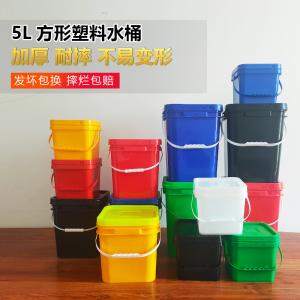 Quality Durable HDPE 5L Plastic Bucket Square Plastic Barrel With Handle wholesale