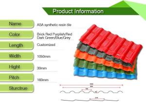 Quality Construction Material Upvc Roof Tiles / Blue Or Green House Roof Cover wholesale