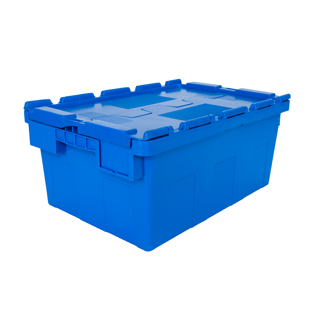 Attached Lid Crate Tote Plastic Moving Crate Transport Solid Box OEM ODM Acceptable