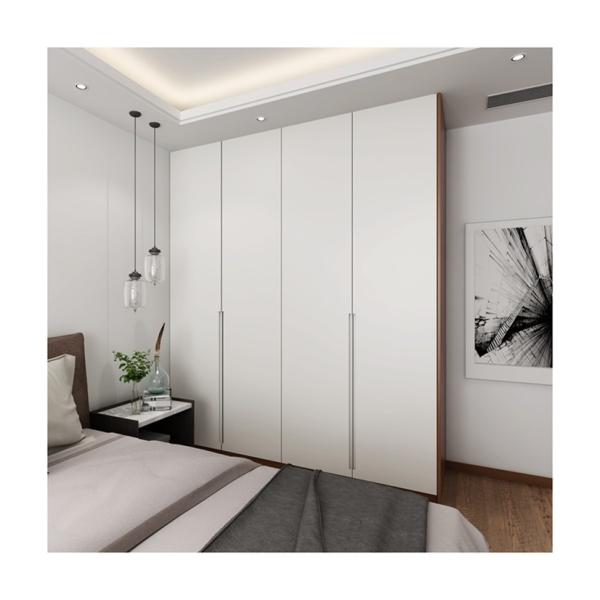 Villa Bedroom Furniture Design MDF Melamine White Wooden Wardrobe with Stylish