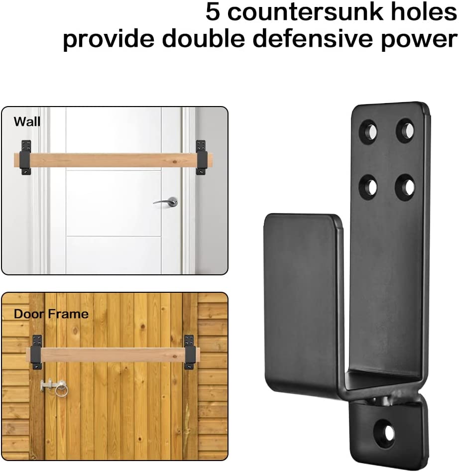 2x4 Bar Brackets for Door Reinforcement 2 Pack Drop Open Bar Holder Fit 2x4 Boards