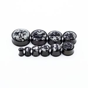 Quality Silver Foil Insert Ear Plug Tunnels Double Flare 316 Steel 2G wholesale