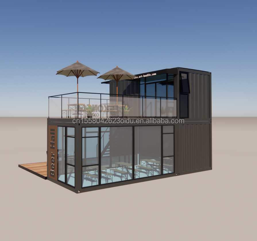 Galvanized Steel Bending Container Coffee Shop Store 40ft Prefabricated House Building Design for Steel Frame Hotel