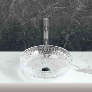 Quality 400*400*130mm 1 Hole Glass Vessel Basins Modern Drain Location Center wholesale