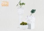 Home Wedding Classic Fiberglass Flower Pots Wavy Pattern Glossy White