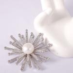 Snowflower White Pearl and White CZ Handmade Fashion Brooches For Women