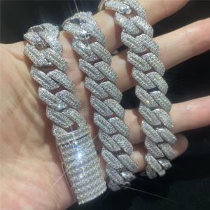 Quality Hip Hop Miami Hip Hop Jewelry VVS 3ROW Moissanite Cuban Link Necklace wholesale