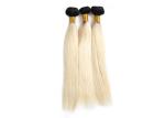 1B Blonde 613 Color Brazilian Hair Weft Ombre Color Human Virgin Hair Weave 12"