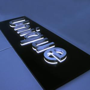Quality Stainless Steel Restaurant Sign Board Backlit 12VDC For Shop Company Name wholesale