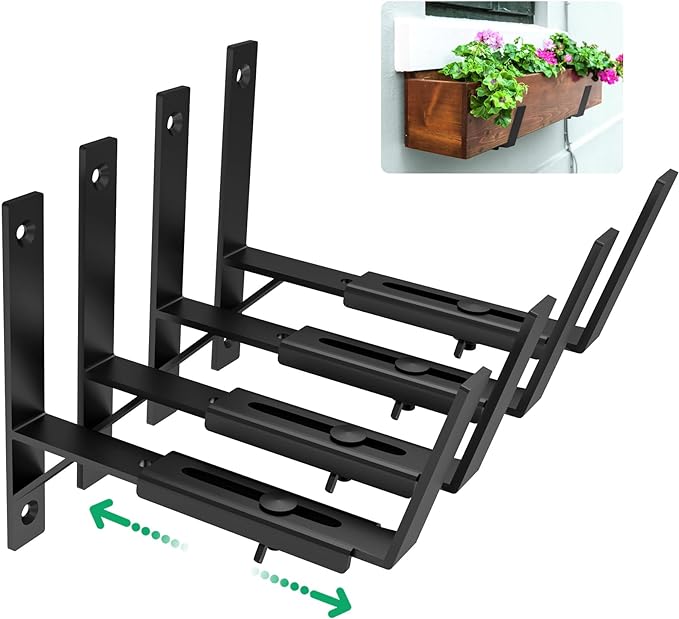 Single-side Bracket Carbon Steel Window Planter Box Brackets for Balcony Patio Outdoor