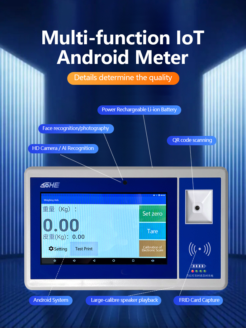 7-inch ABS LCD Display Android Smart Screen with QR Code Battery Camera Swipe Card Weight Indicator and Sensor