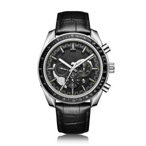 Quality 45mm Alloy Shell Mens Mechanical Watches Leather Strap Automatic Movement wholesale