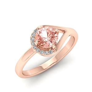 Quality Rose Gold Plated Round Cut Natural Pink Morganite In Center Silver Ring Band S925 wholesale