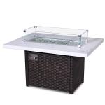 Rectangle Outdoor Propane Fire Pit Table 30 Inch 55000 BTU Square Rattan Gas