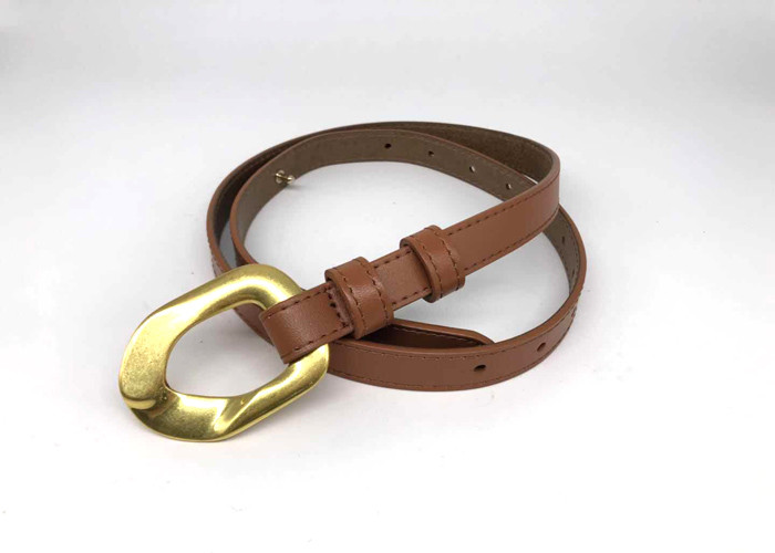 2.3cm Cowhide Women'S Fashion Leather Belts With O Ring Shape Alloy Buckle